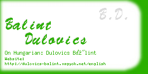 balint dulovics business card